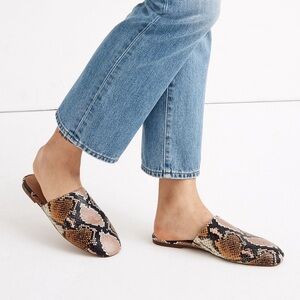 Madewell the Cory Mule in Snake Embossed Leather Flats Squared Toe 8